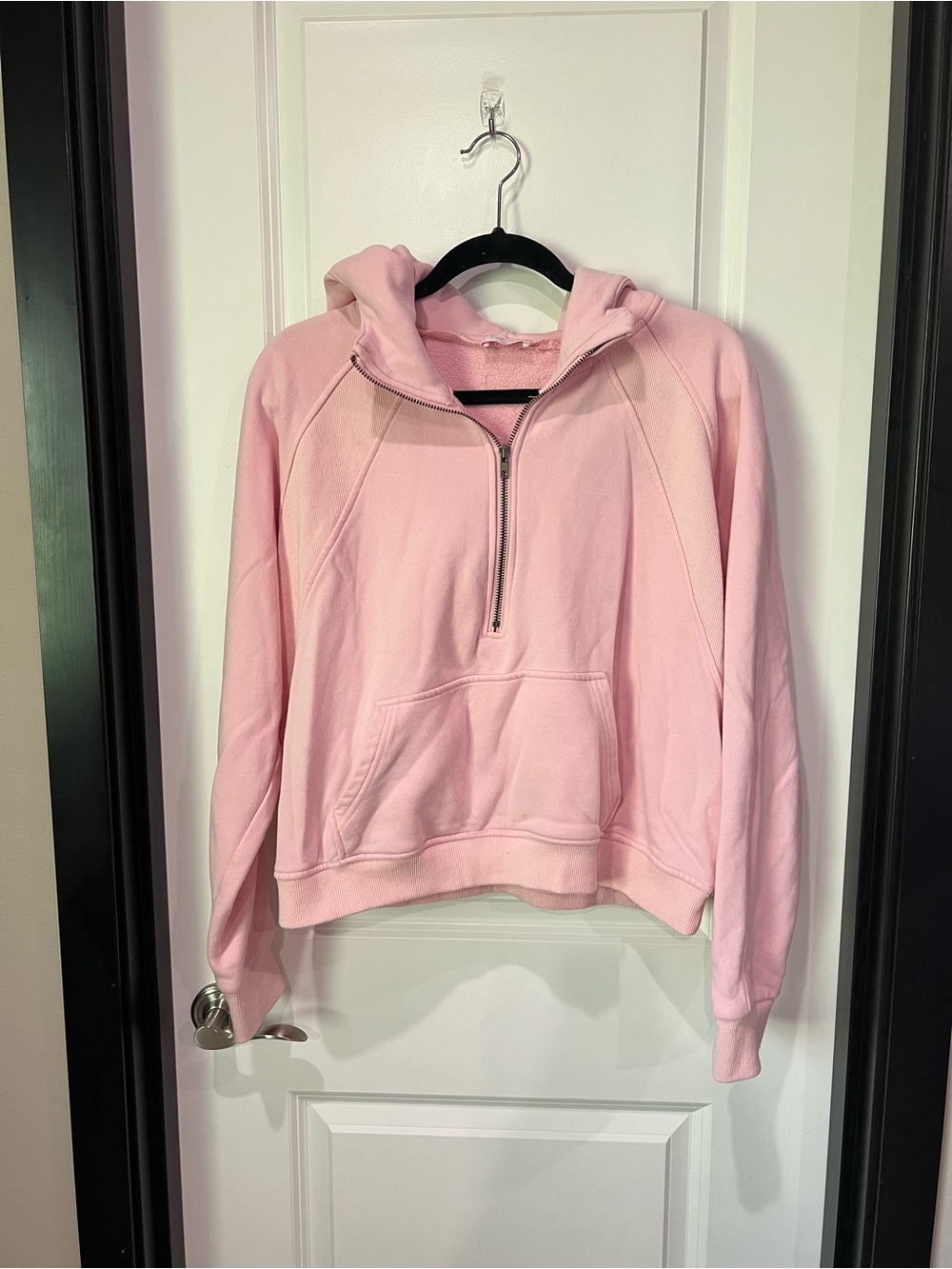 Pink Lily Light Pink Half-Zip Hoodie Sweatshirt